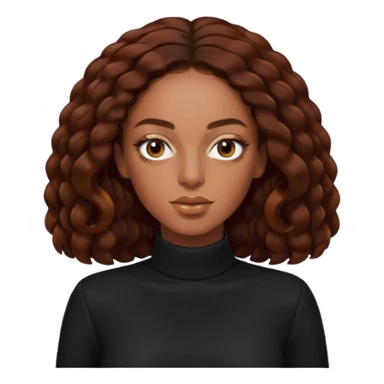 Solange long dark auburn hair, black outfit sticker