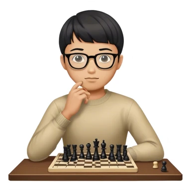 asian man with glasses and sexy bowl cut hair playing chess sticker