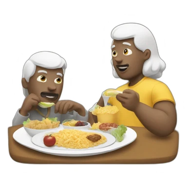 Two white big man eat lunch sticker