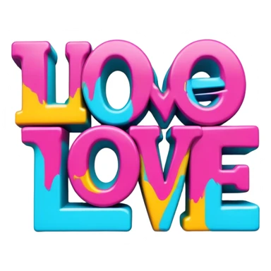 Beveled 3D style graffitied word Love sticker