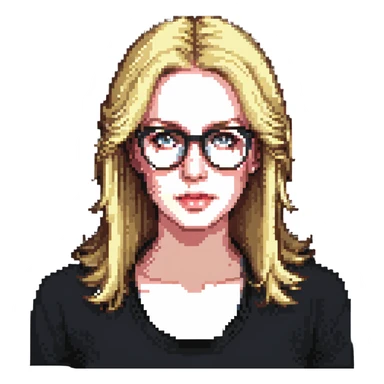 strict and fair senior category math teacher, blonde woman with glasses sticker