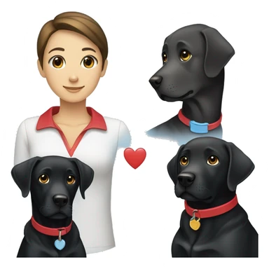 black-coloured labrador on the left with red collar, black-coloured labrador on the right with light blue collar. sticker