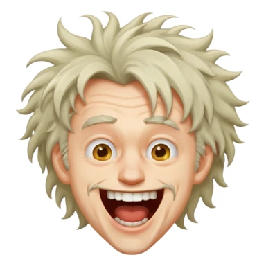 crazy man, laughing wildly, disheveled sticker