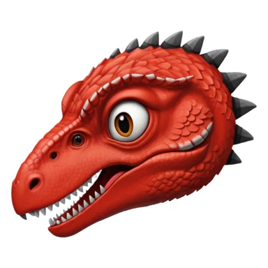 red and black velociraptor face, looking bored and unmotivated, only the face sticker