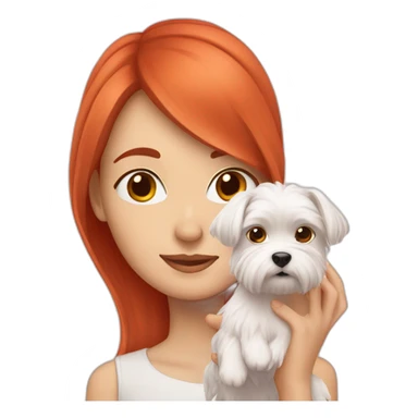 Red-haired girl with Maltese dog sticker