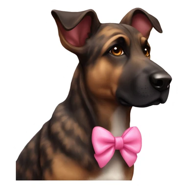 Brindle shepherd with pricked ears and pink bow sticker