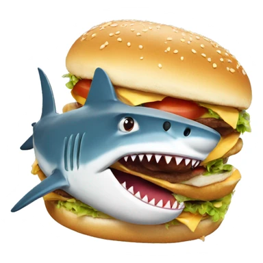 Shark eating a burger  sticker