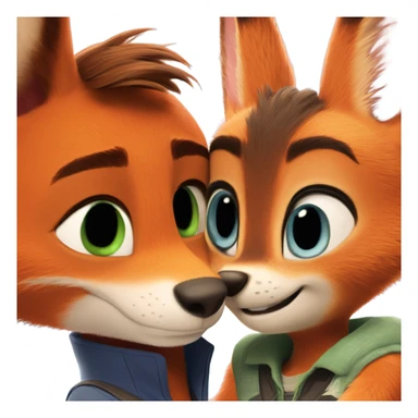 Nick Wilde the orange fox from Zootopia and Judy Hopps the grey bunny from Zootopia hugging each other sticker