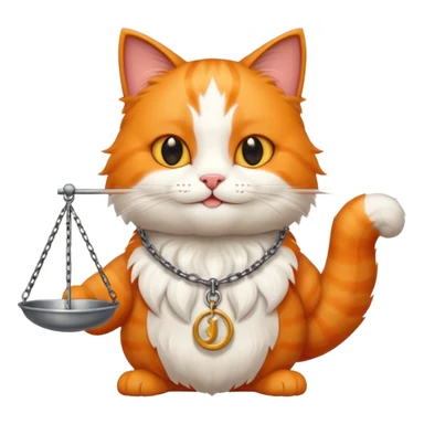 happy cat with the scales of justice sticker