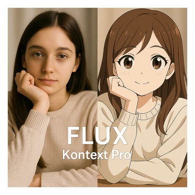 replace the logo with the text of "FLUX kontext pro" without black background just text, keep everything else same sticker