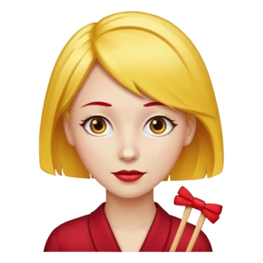 kırmızı toka takan kadın, sarı saçlı sticker