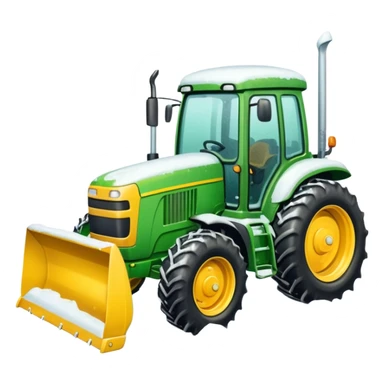 Green tractor with yellow blade pushing snow sticker