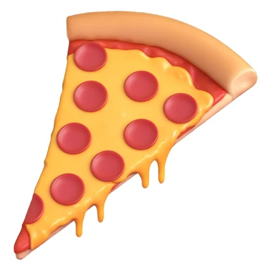 slice of pizza, 3D emoji style, shiny cheese, realistic pepperoni, soft shadows sticker