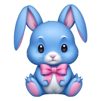 blue rabbit with ribbon sticker