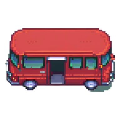 double-decker red city tour bus, pixel art style sticker