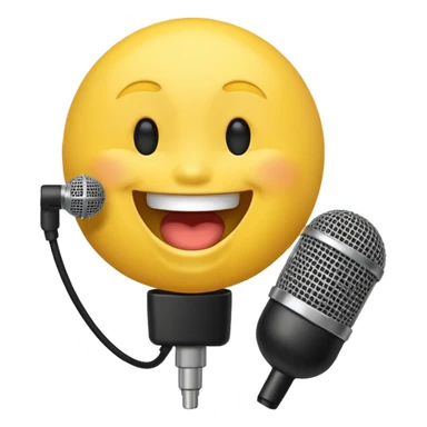 laughing face emoji next to a mic sticker