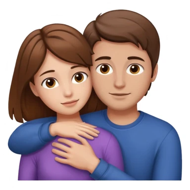 Guy cuddling with girlfriend brown hair sticker