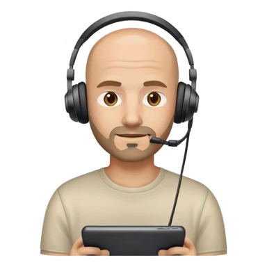 Gamer man without hair and with short beard sticker