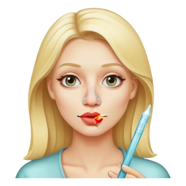 blonde woman glass stick in nose sticker