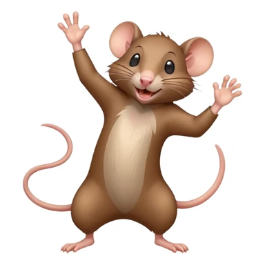 Energetic rat in mid-dance pose with one paw up and joyful expression sticker