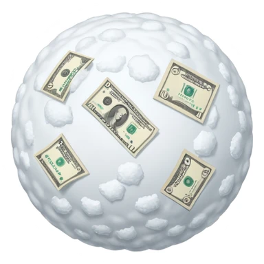 Snow ball with dollar bills  sticker