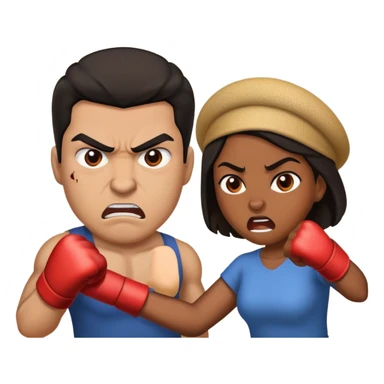 Hispanic man and black woman fighting sticker
