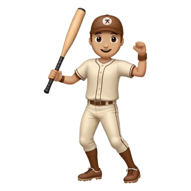 Animated baseball bat with a face, arms and legs doing a happy dance sticker