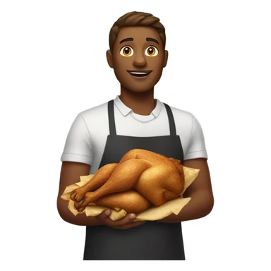 fast food worker holding a chicken leg sticker