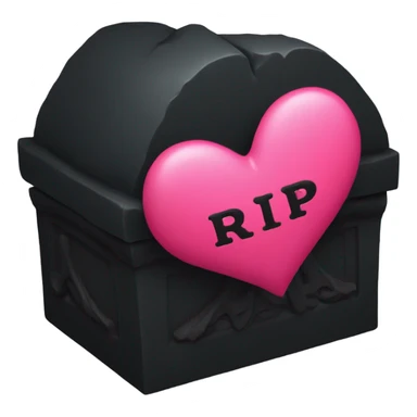  a black grave with the letters RIP on a red pink heart sticker
