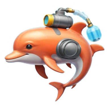 A brave dolphin in diver mask and oxygen tank on its back, exploring coral

 sticker