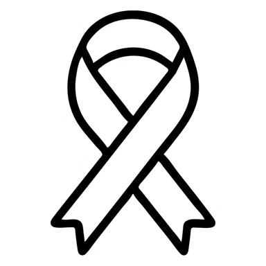 white ribbon outline icon, black lines, transparent background sticker