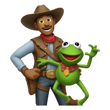 Cowboy catches Kermit the frog sticker