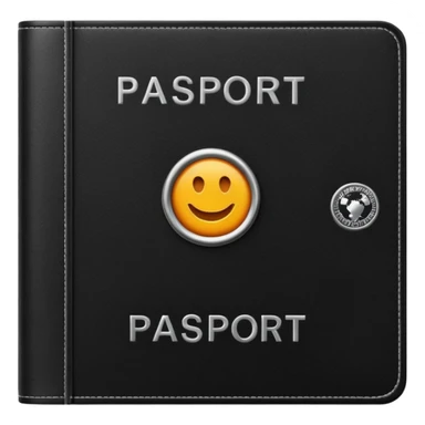 black passport with minimal silver details sticker