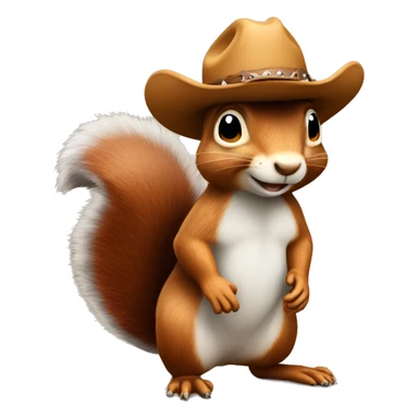Full body Squirrel wearing a cowboy hat sticker