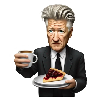 david lynch with coffee and cherry pie sticker