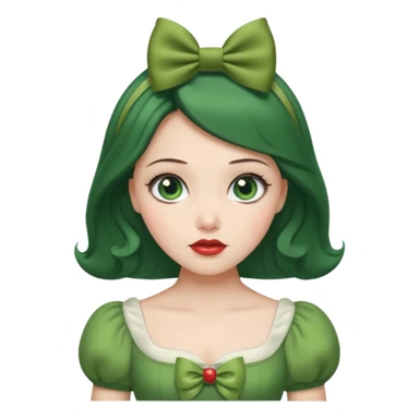 snow white with green dress hair bow and green eyes sticker