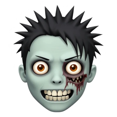 zombie emo boy with spiky hair and grillz with a black shirt sticker