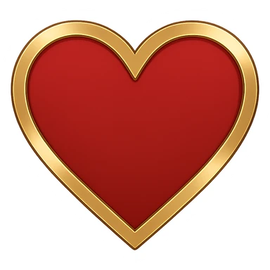 heart with a metallic gold border, clean digital illustration sticker