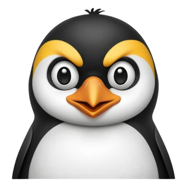 A penguin smiling with angry eyebrows sticker