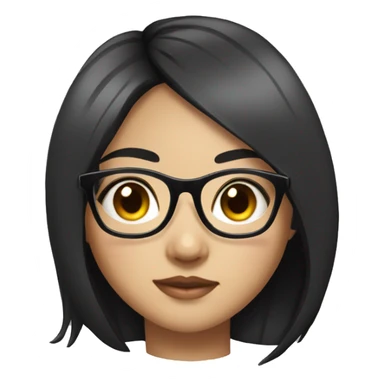 chinese girl with black hair with glasses, wears oversized tshirt sticker