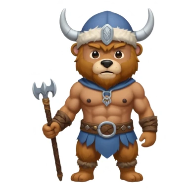 a cartoon Viking fully body bear with horned cap sticker