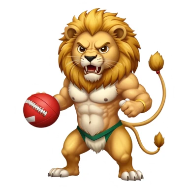 Angry Lion holding Aussie rules ball sticker