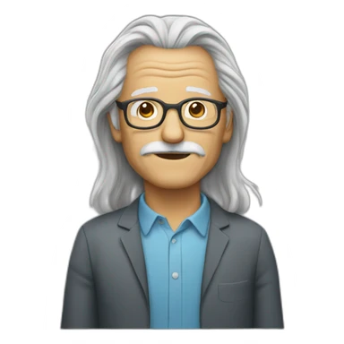 glasses old man long hair without mustache sticker