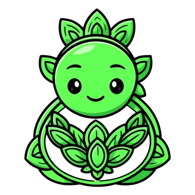 Maya cultural object with minimalist design, clean lines, white with green and black accents sticker