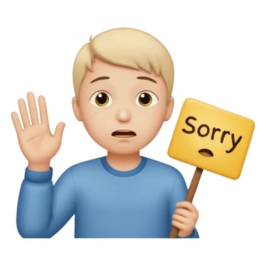 Boy with sign written sorry bhasha with crying emoji sticker