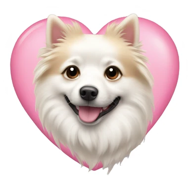 White and blonde spots spitz in a pink heart sticker