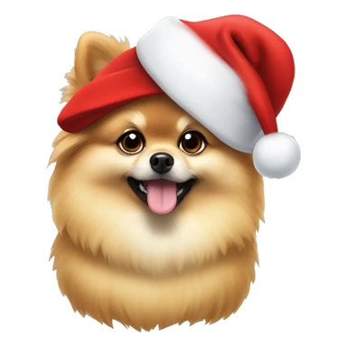 Pomeranian with Santa hat sticker