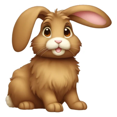Cute feminine Fluffy brown rabbit, long floppy downwards ears, wearing red tshirt  sticker