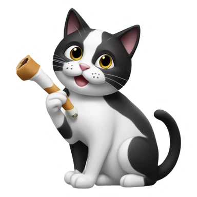 Black and white cat smoking a joint  sticker