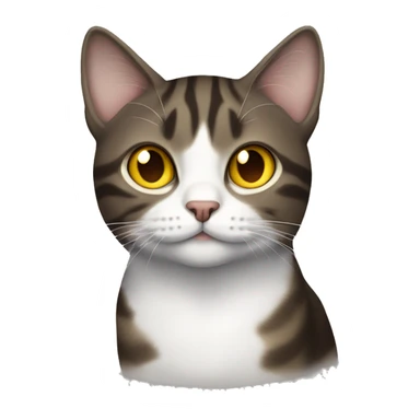 Dark Brown and white tabby cat with yellow eyes sticker